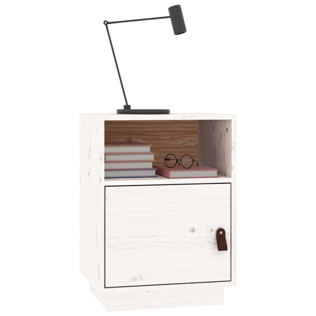 Sängbord 2 st vit 40x34x55 cm massiv furu