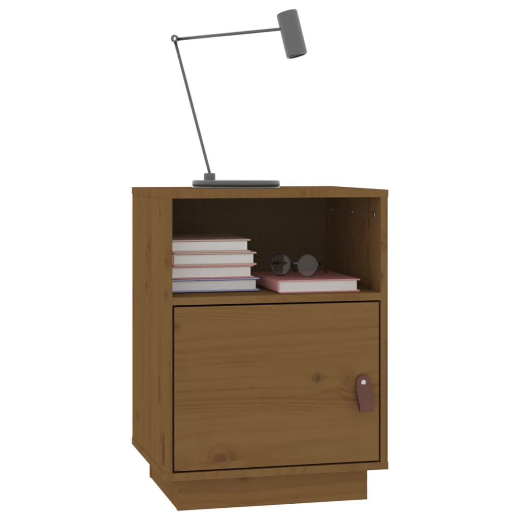 Sängbord 2 st honungsbrun 40x34x55 cm massiv furu