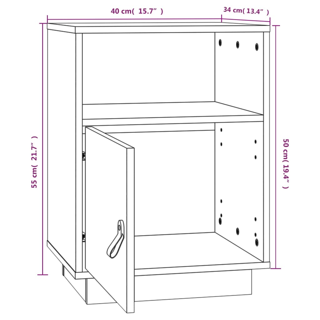 Sängbord 2 st honungsbrun 40x34x55 cm massiv furu