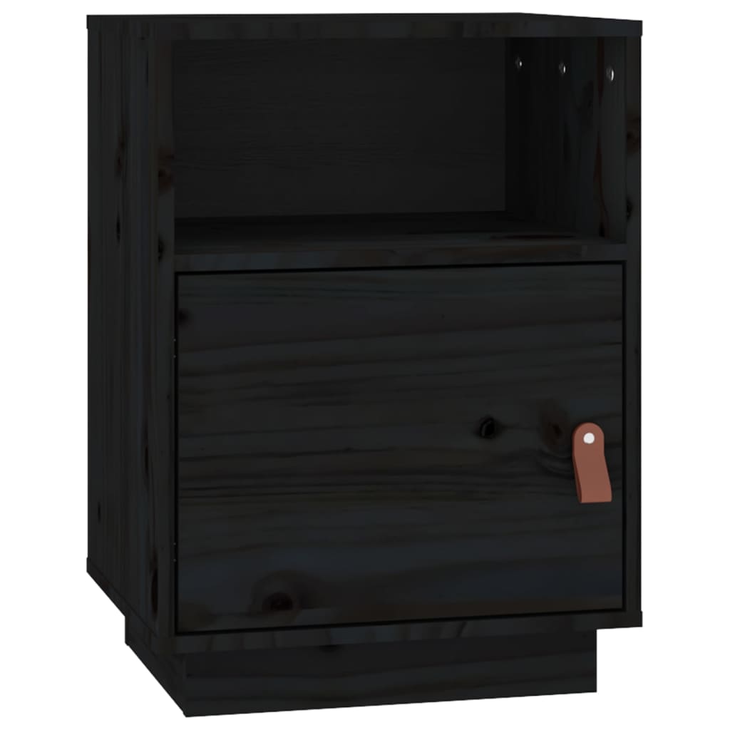 Sängbord 2 st svart 40x34x55 cm massiv furu