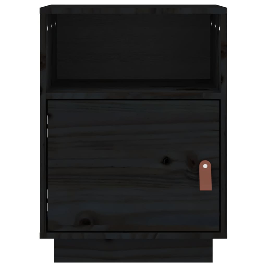 Sängbord 2 st svart 40x34x55 cm massiv furu