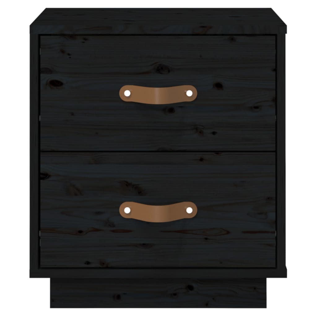 Sängbord 2 st svart 40x34x45 cm massivt furu