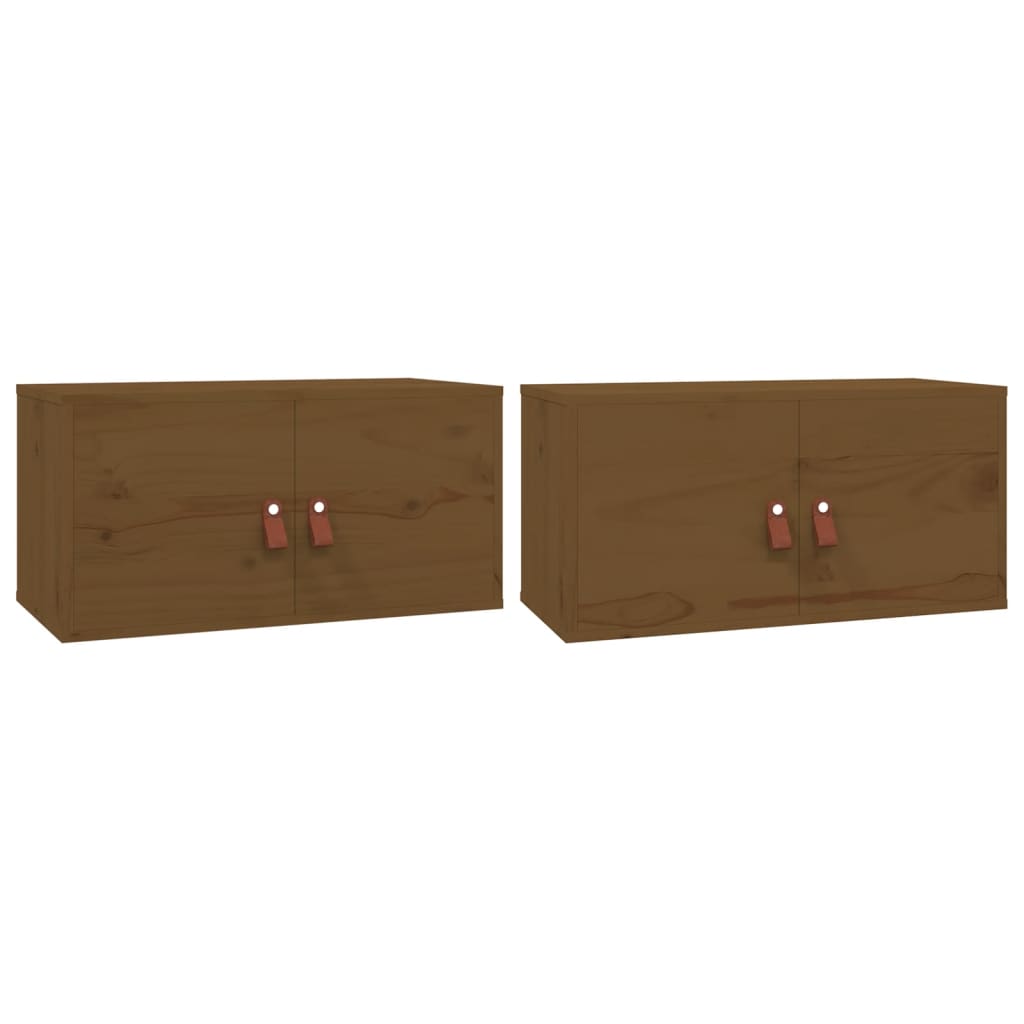 Väggskåp Honungsbrun 2 st 60x30x30 cm massiv furu