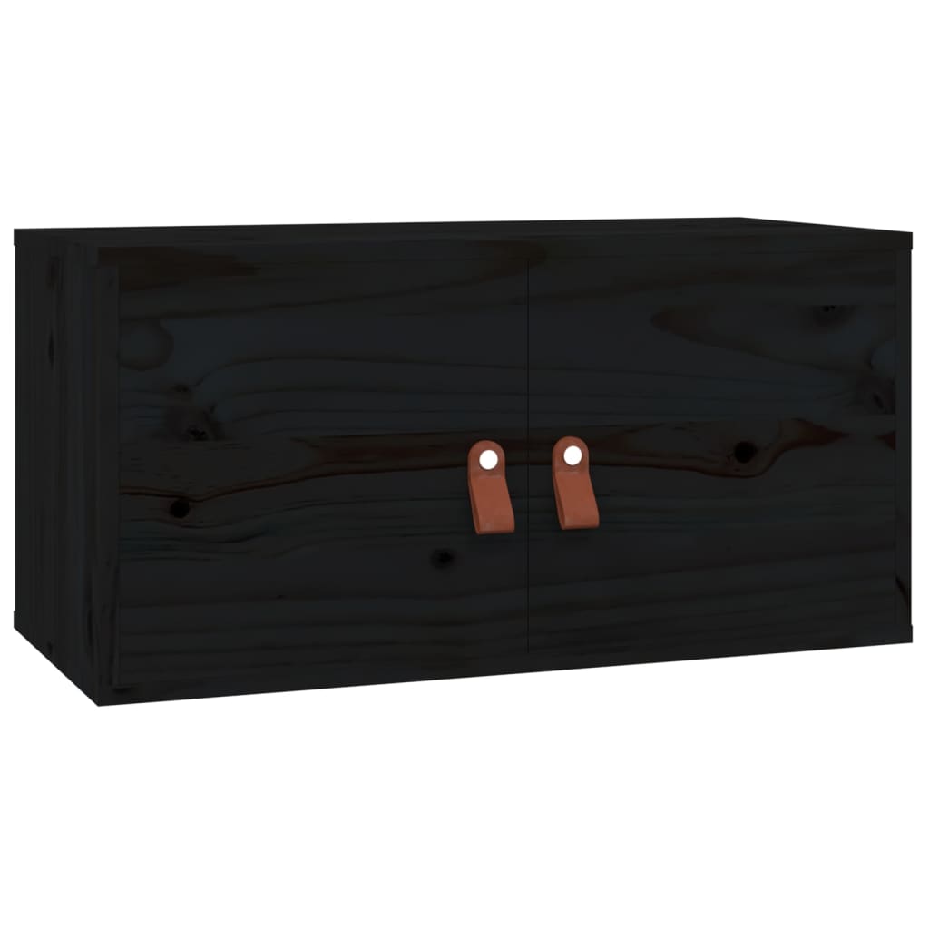 Väggskåp Svart 2 st 60x30x30 cm massiv furu