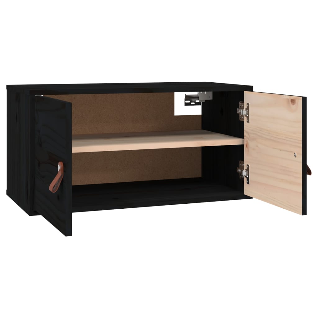 Väggskåp Svart 2 st 60x30x30 cm massiv furu