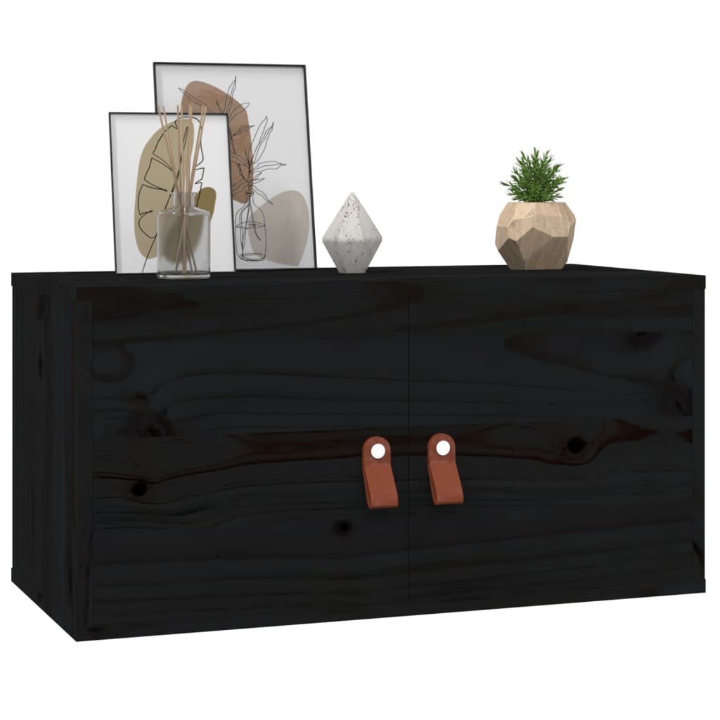 Väggskåp Svart 2 st 60x30x30 cm massiv furu