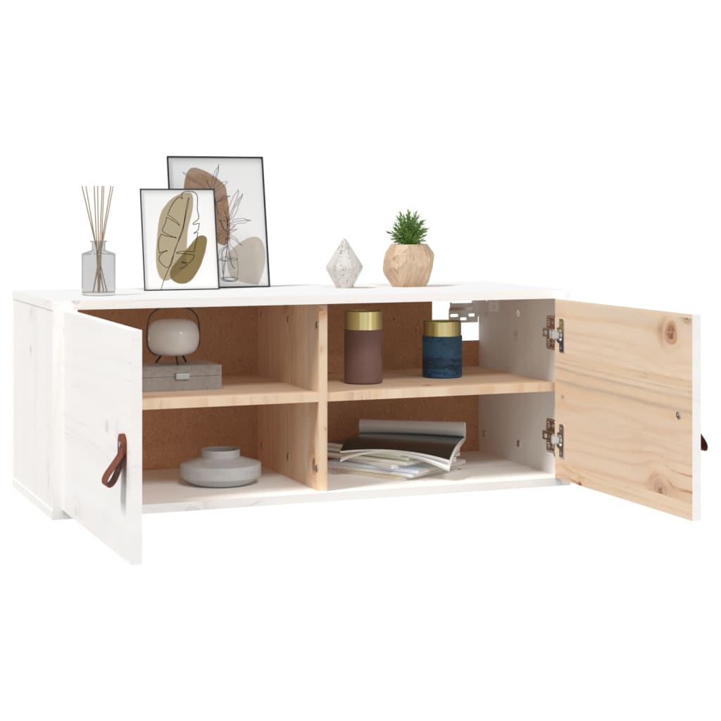 Väggskåp 2 st vit 80x30x30 cm massiv furu