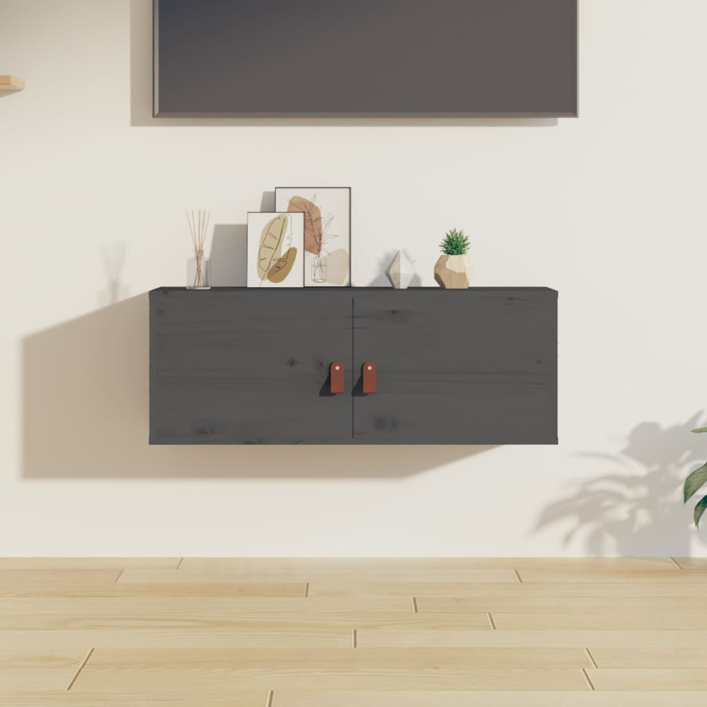 Väggskåp Grå 80x30x30 cm massiv furu