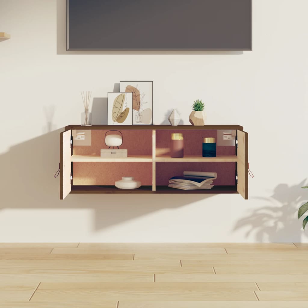 Väggskåp honungsbrun 80x30x30 cm massiv furu
