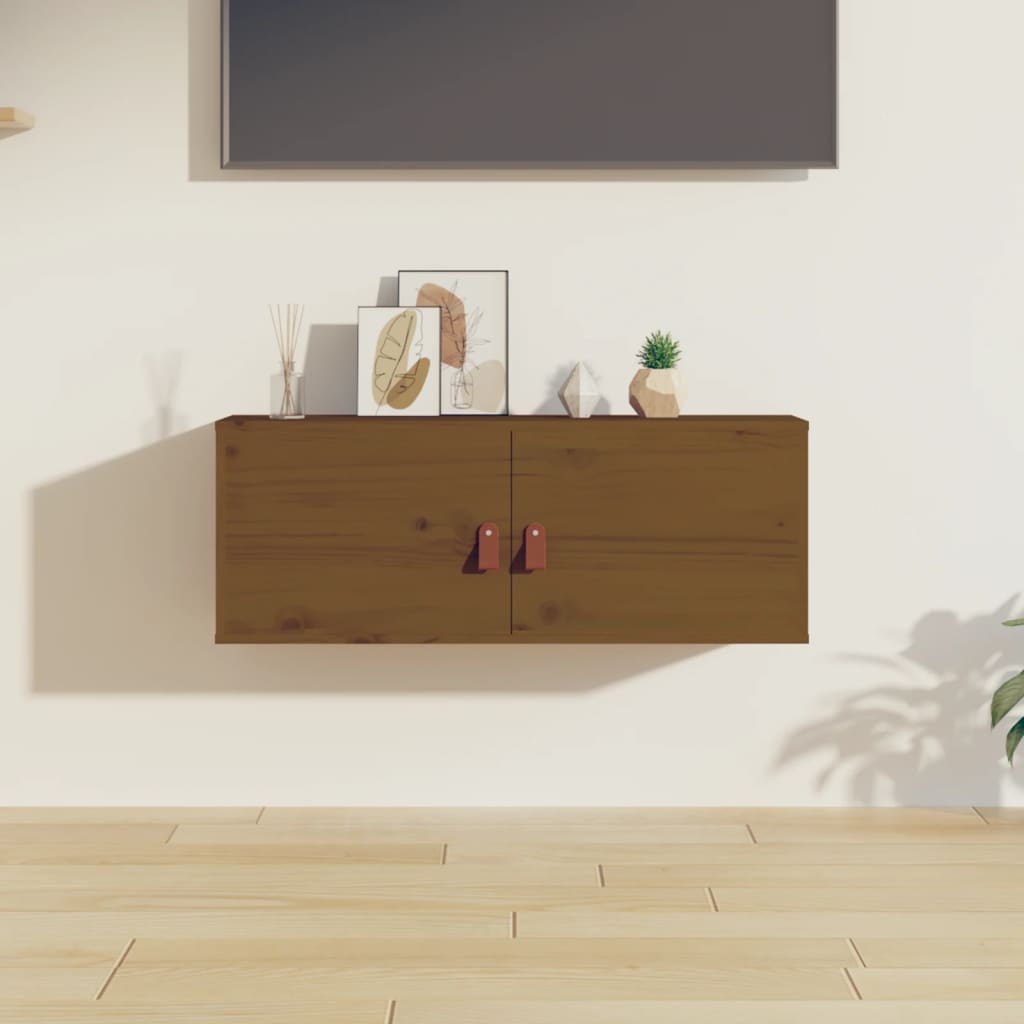 Väggskåp honungsbrun 80x30x30 cm massiv furu