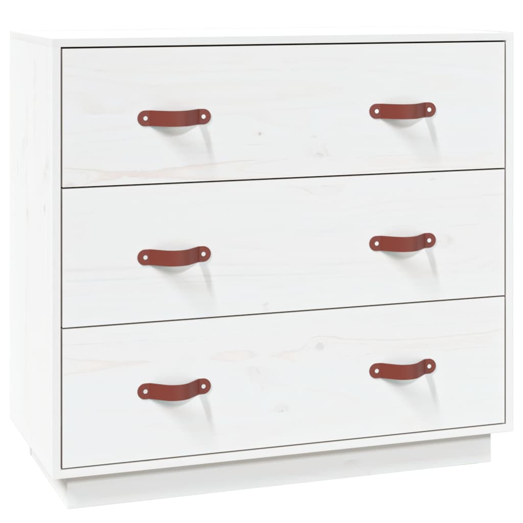 Byrå Vit 80x40x75 cm massiv furu