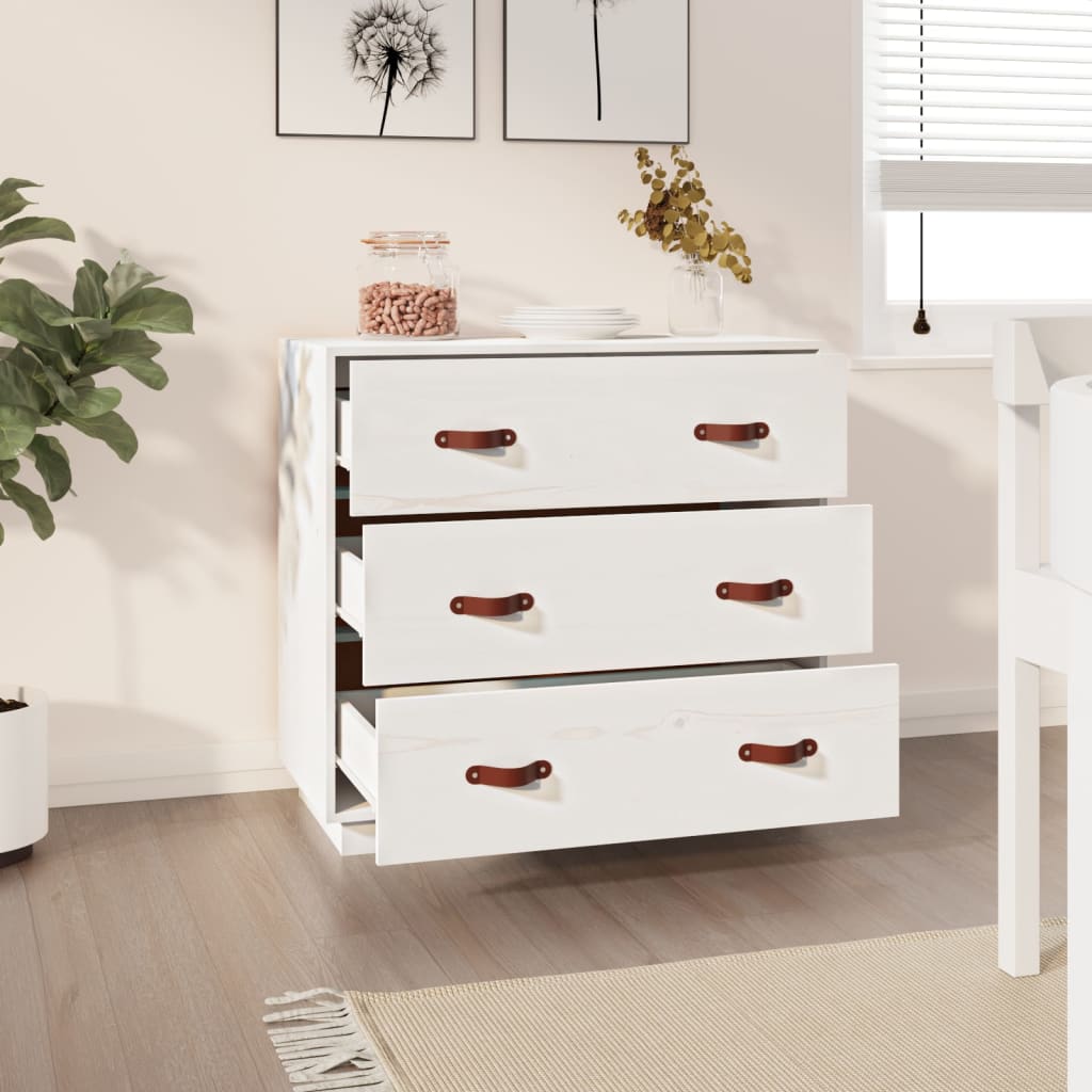 Byrå Vit 80x40x75 cm massiv furu