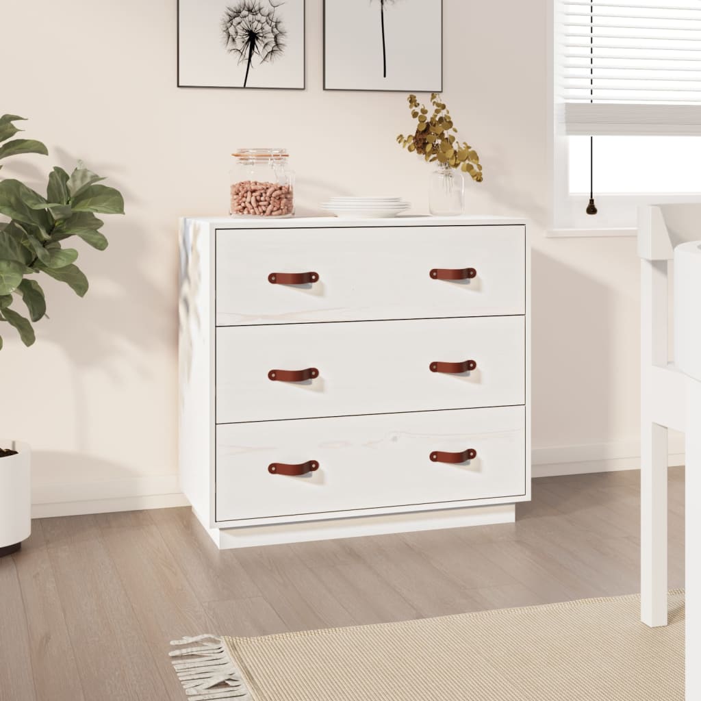 Byrå Vit 80x40x75 cm massiv furu