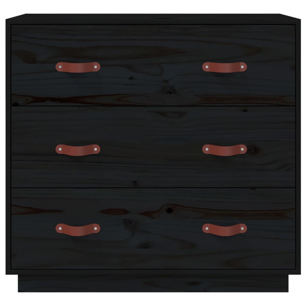 Byrå Svart 80x40x75 cm massiv furu