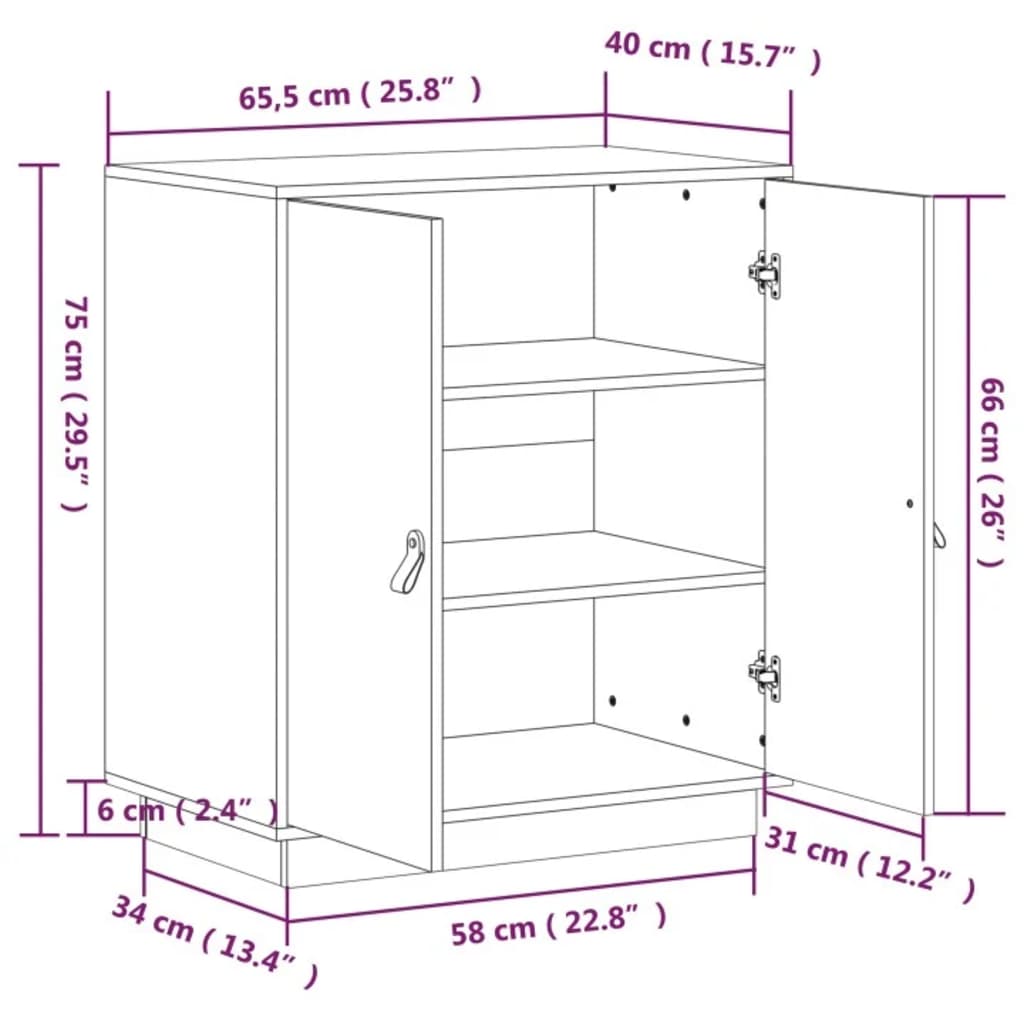 Skänk Vit 65,5x40x75 cm massiv furu