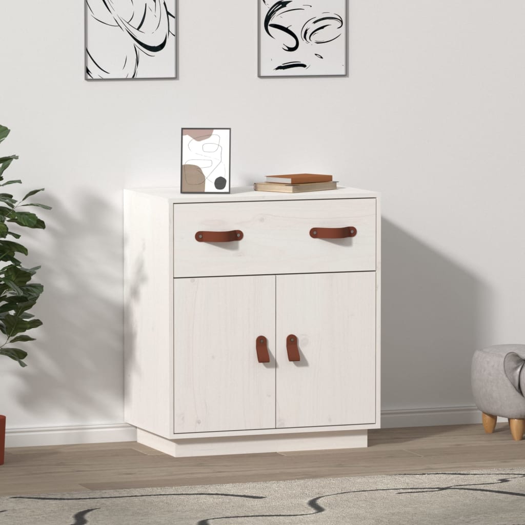 Skänk Vit 65,5x40x75 cm massiv furu