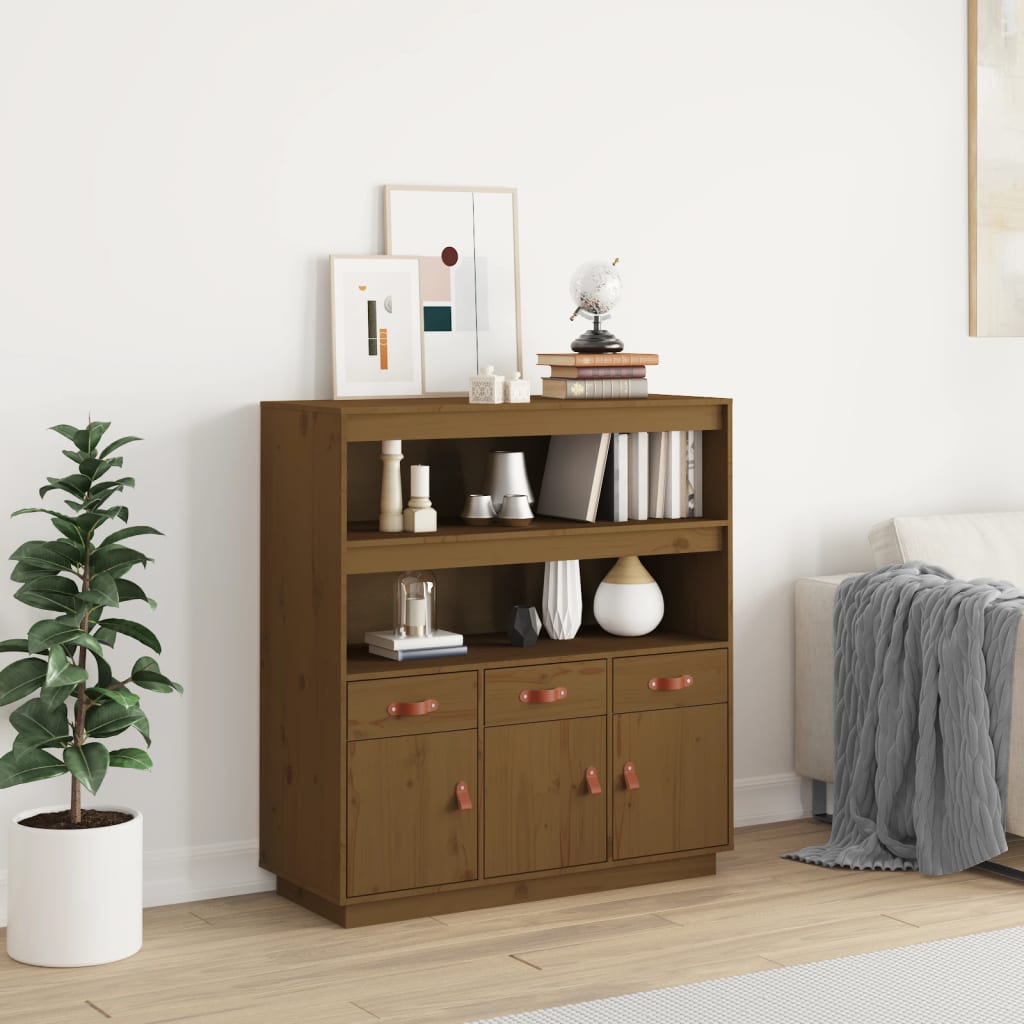 Vitrinskåp Honungsbrun 100x40x108,5 cm massiv furu