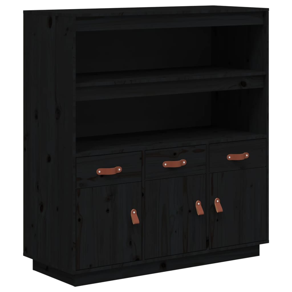Vitrinskåp Svart 100x40x108,5 cm massiv furu