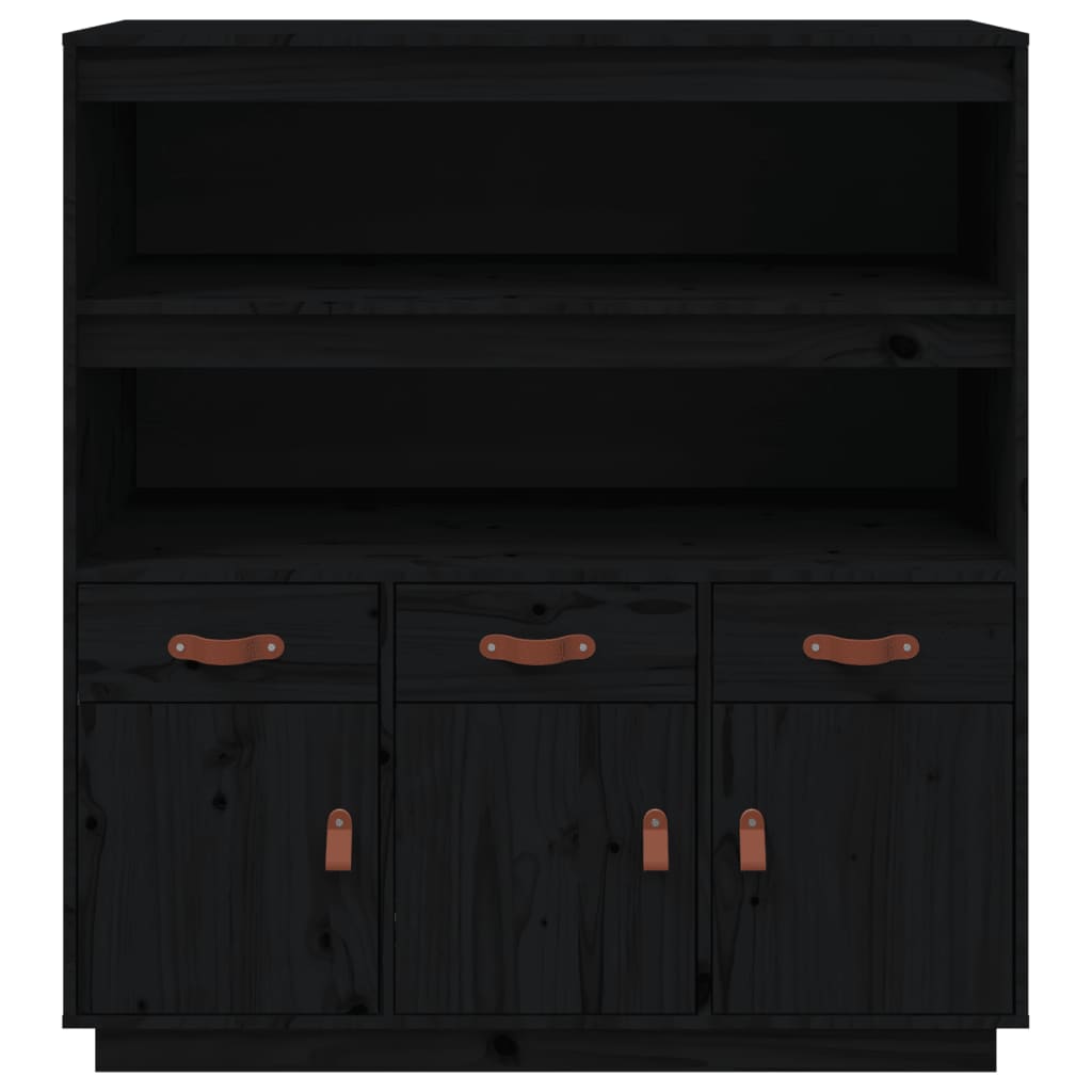 Vitrinskåp Svart 100x40x108,5 cm massiv furu