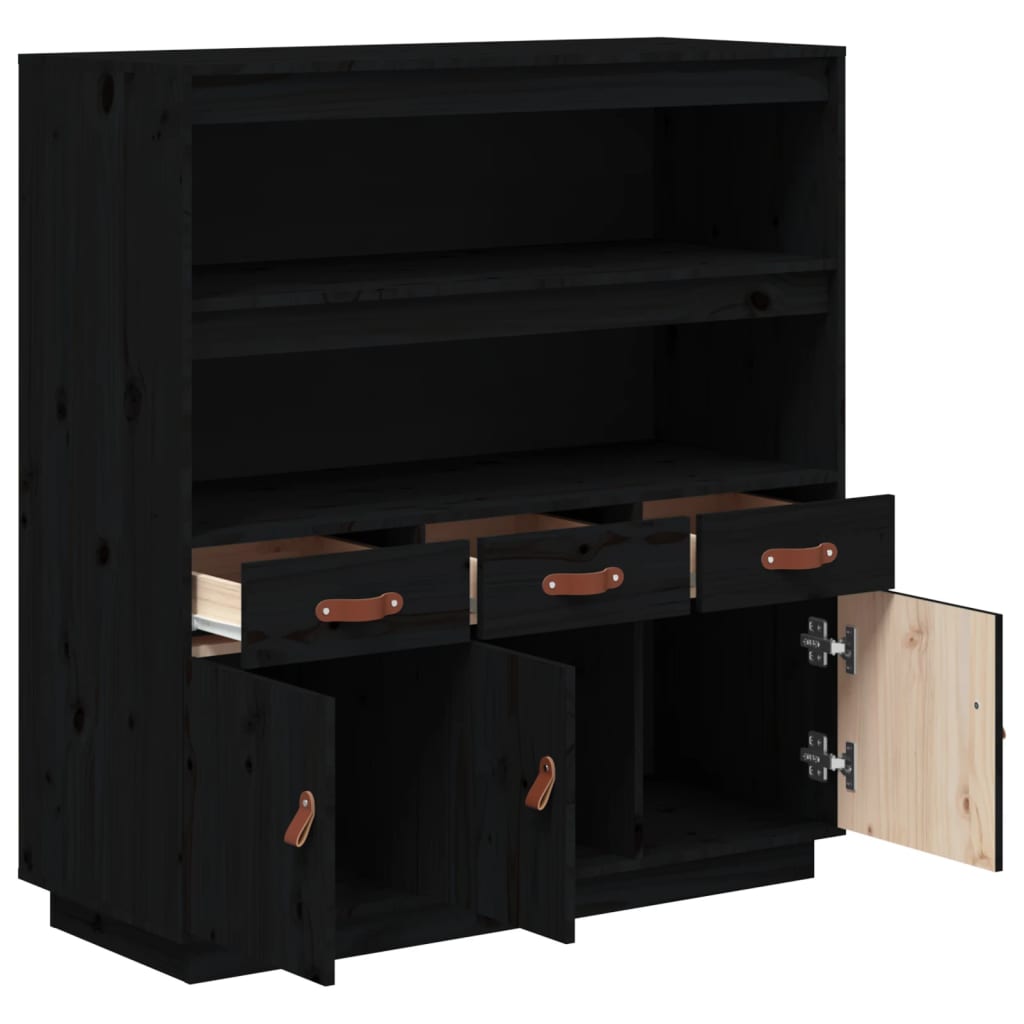 Vitrinskåp Svart 100x40x108,5 cm massiv furu