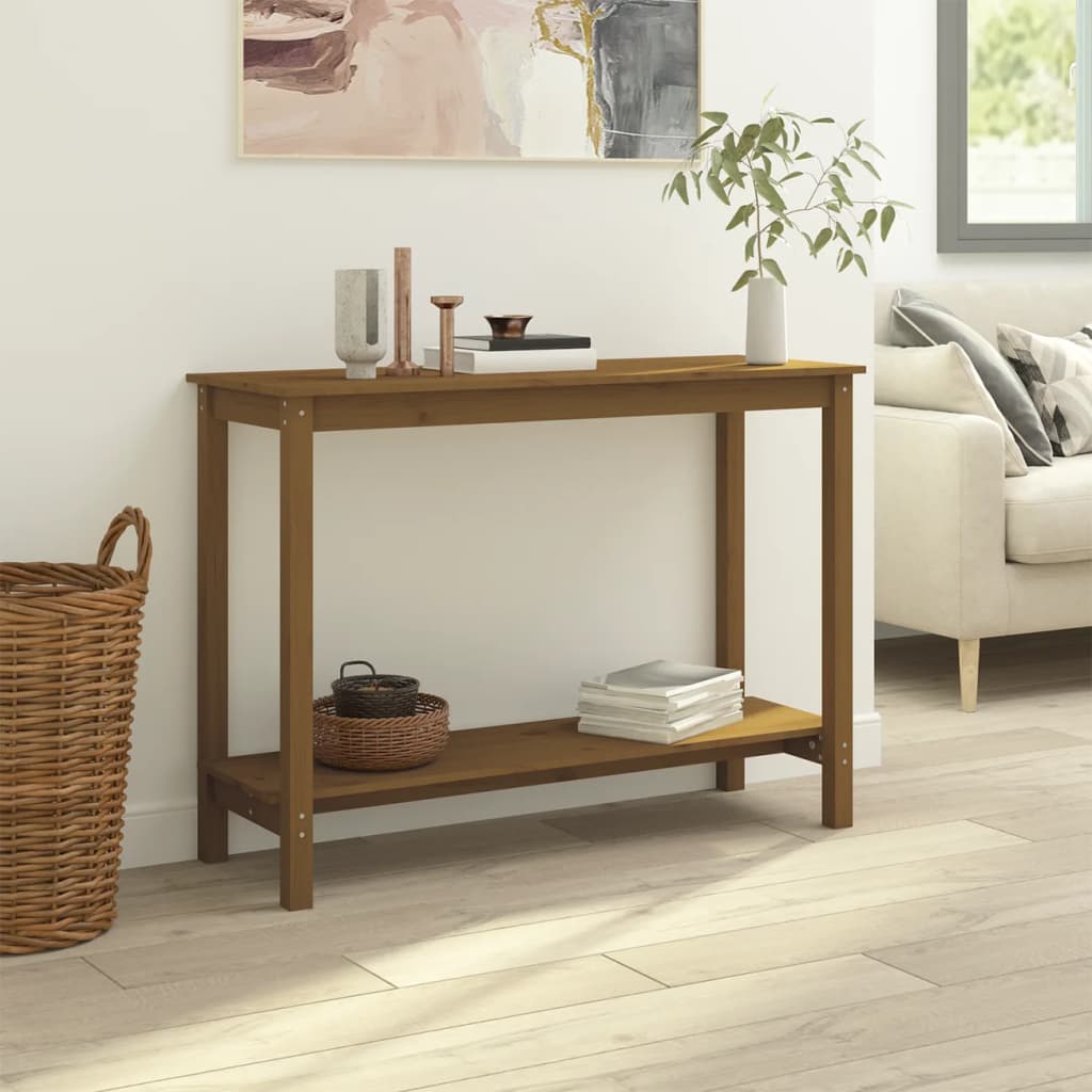 Avlastningsbord Konsollbord Brun honungsbrun 110x40x80 cm massiv furu