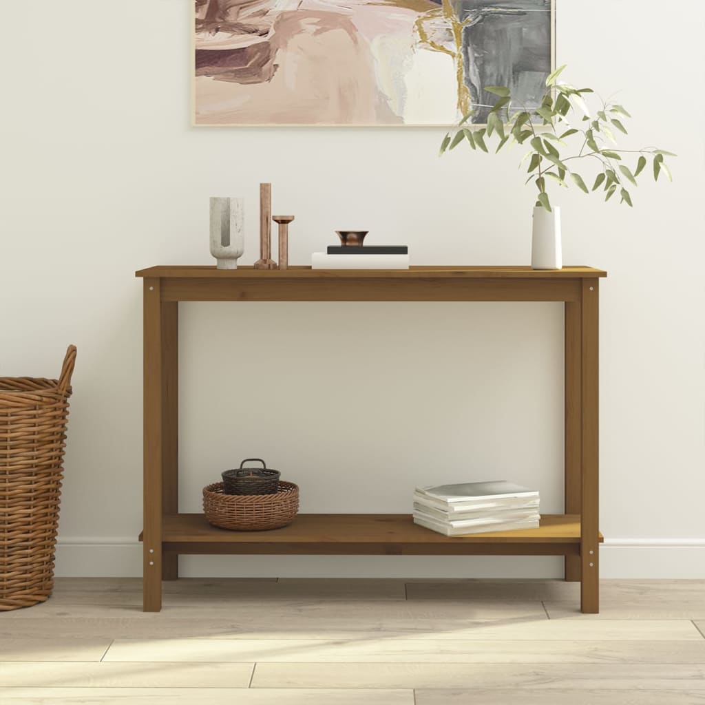Avlastningsbord Konsollbord Brun honungsbrun 110x40x80 cm massiv furu