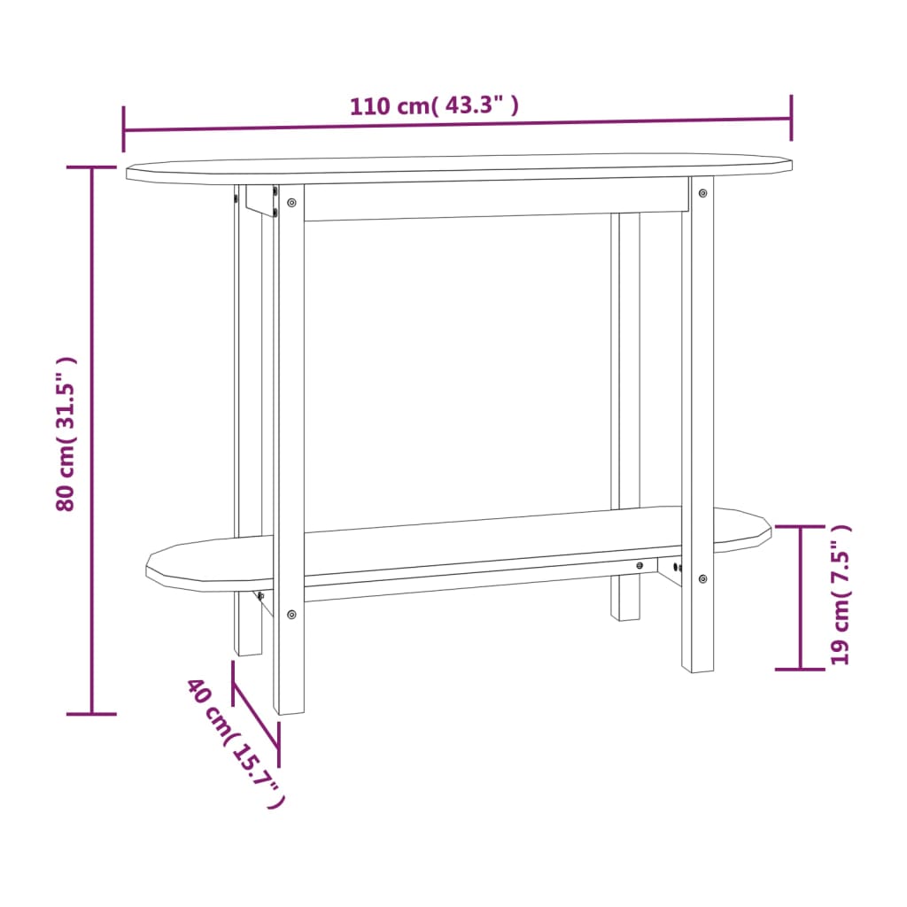 Avlastningsbord Konsollbord Vit 110x40x80 cm massiv furu