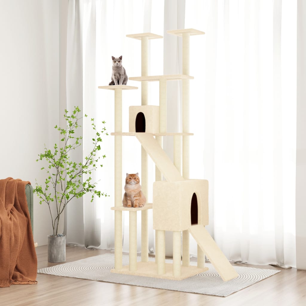 Kattmöbel Klösträd med sisalpelare gräddvit 190 cm