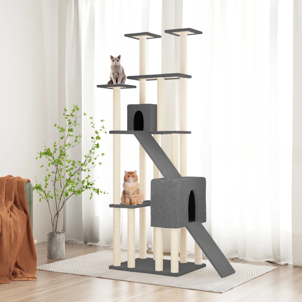 Kattmöbel Klösträd med sisalpelare mörkgrå 190 cm
