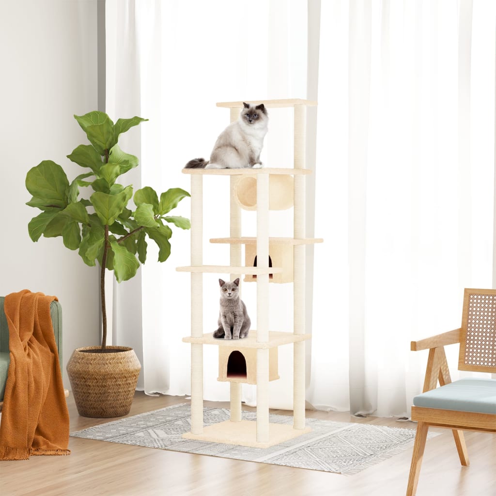 Kattmöbel Klösträd med sisalpelare gräddvit 169 cm