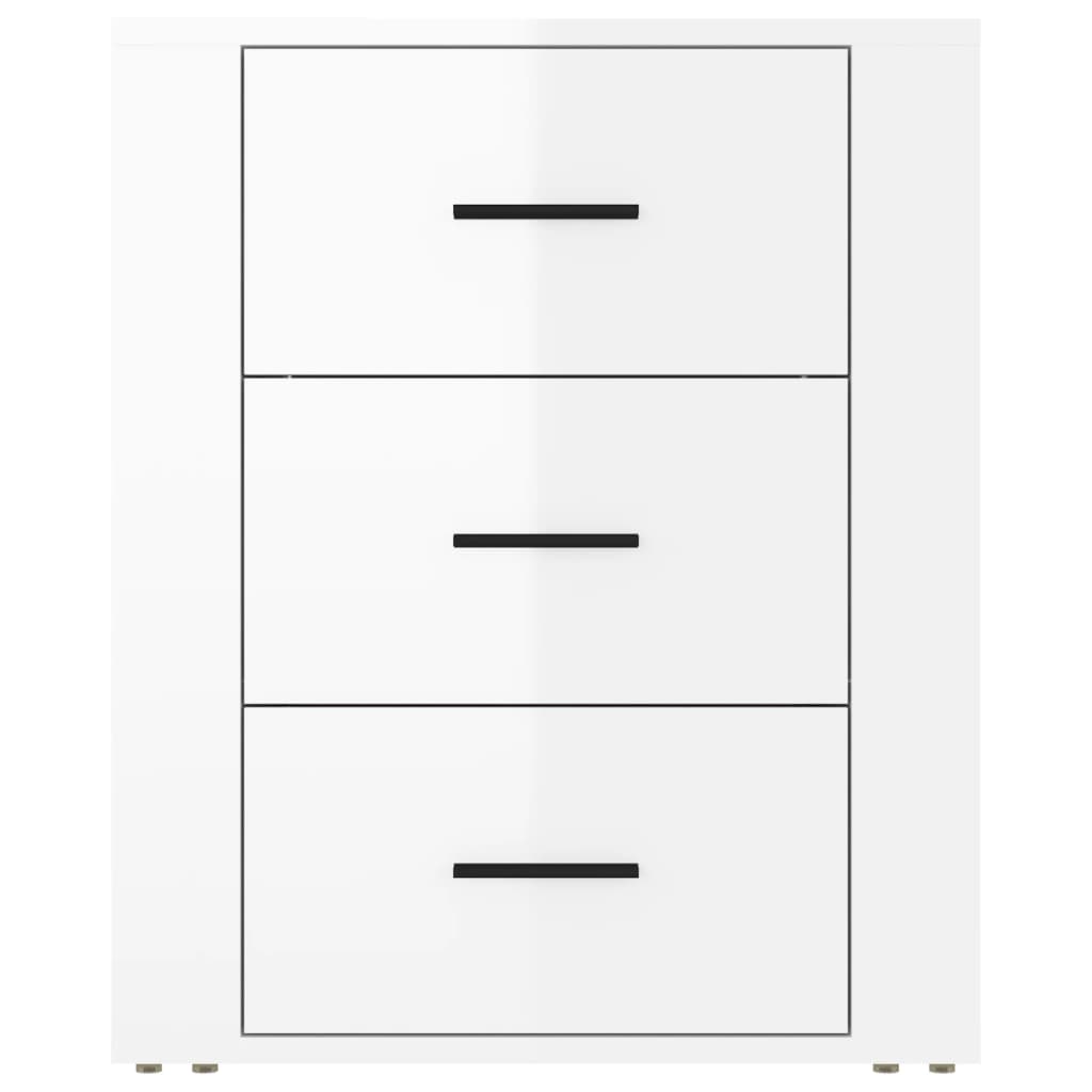 Sängbord vit högglans 50x36x60 cm konstruerat trä