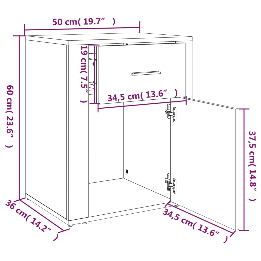 Sängbord Nattduksbord Vit 50x36x60 cm