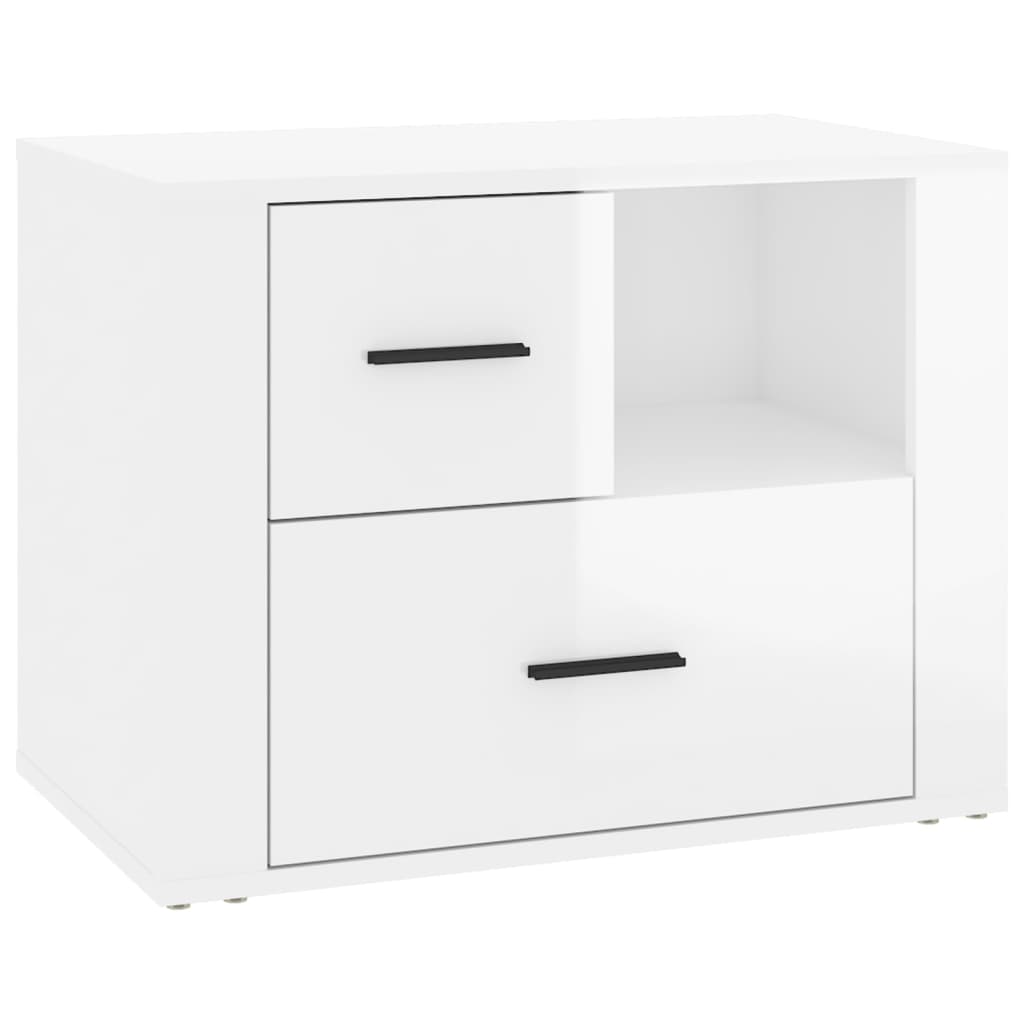 Sängbord vit högglans 60x36x45 cm konstruerat trä
