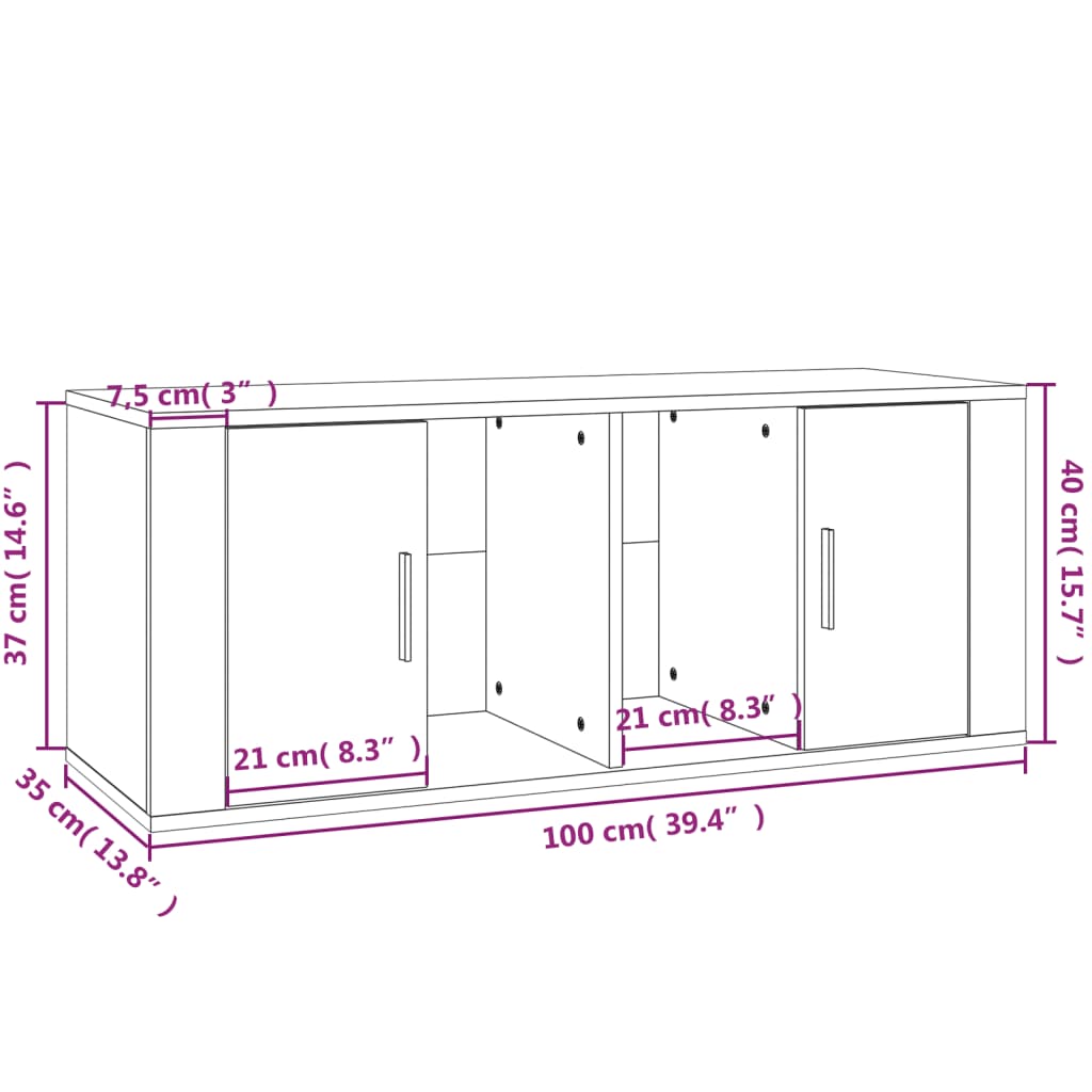 TV-skåp svart 100x35x40 cm konstruerat trä