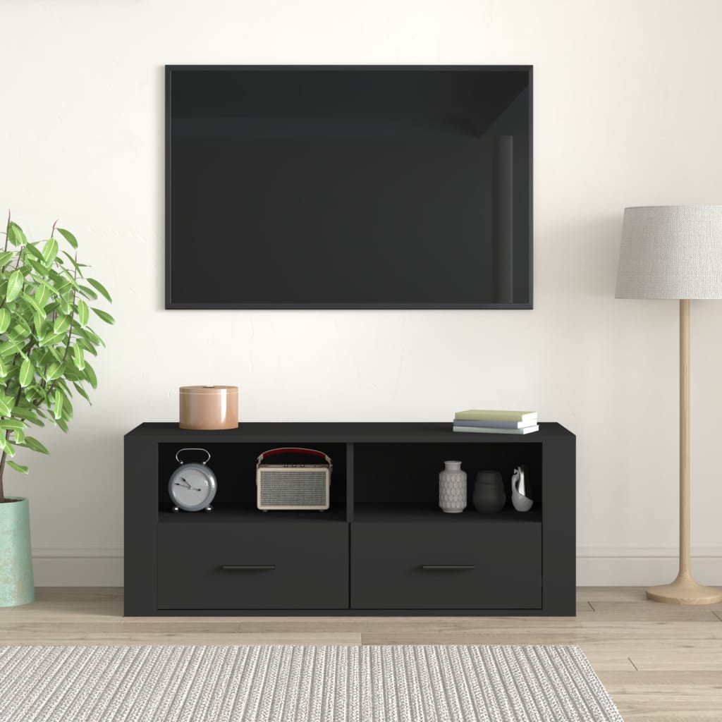 TV-skåp svart 100x35x40 cm konstruerat trä