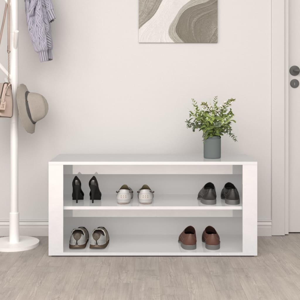 Skoställ Högglans Vit Skohylla 100x35x45 cm