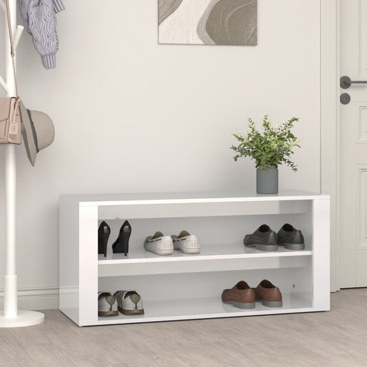 Skoställ Högglans Vit Skohylla 100x35x45 cm