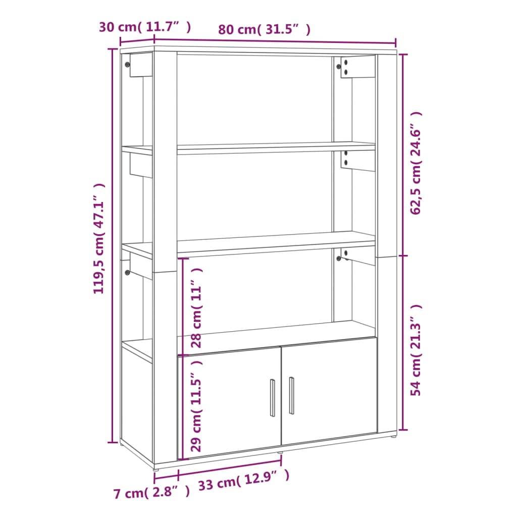 Sidobord Rökfärgad Ek 80x30x119,5 cm