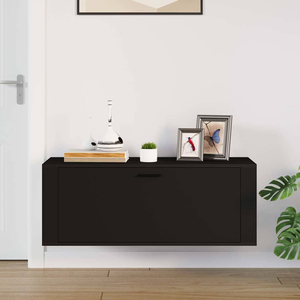Väggmonterat skoställ Svart 100x35x38 cm