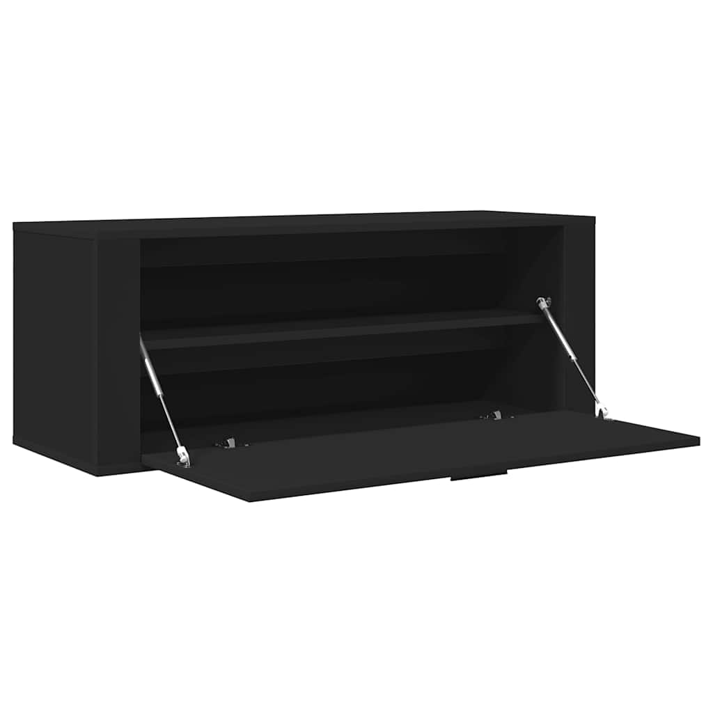 Väggmonterat skoställ Svart 100x35x38 cm