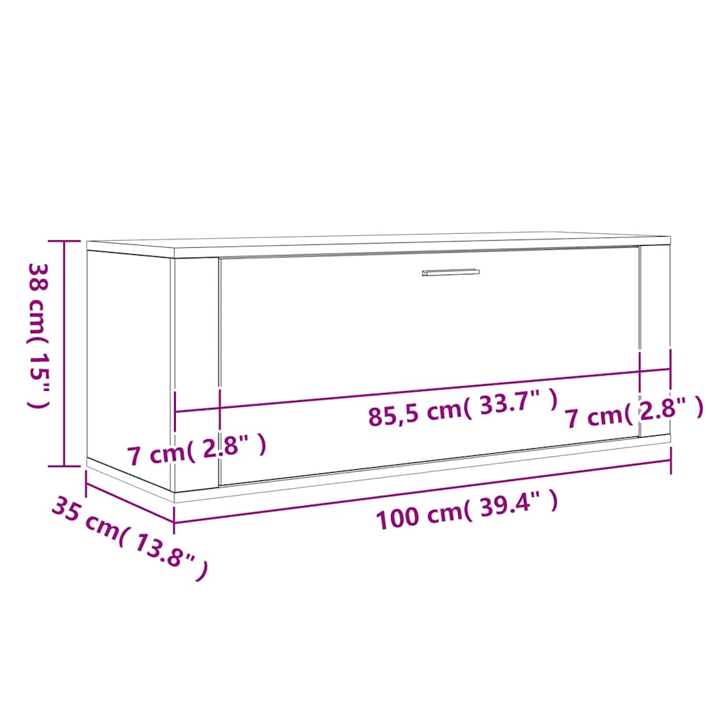 Väggmonterat skoställ Svart 100x35x38 cm