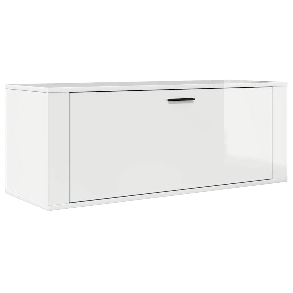 Väggmonterat skoställ Högglans Vit 100x35x38 cm