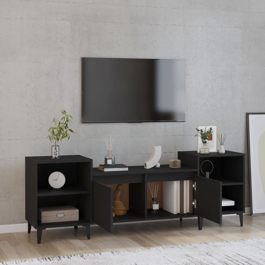 TV-skåp svart 160x35x55 cm konstruerat trä