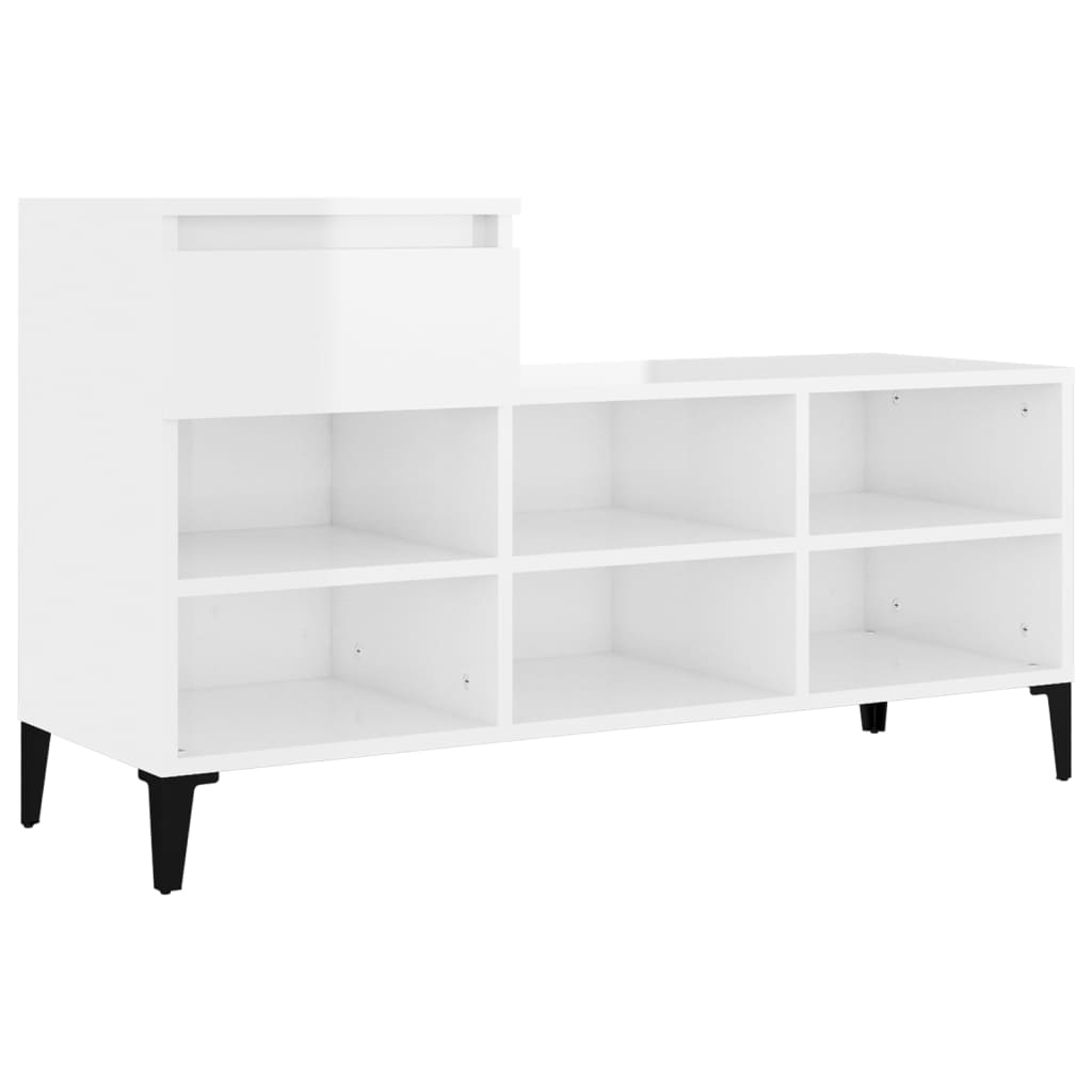 Skoställ Högglans Vit Skoskåp 102x36x60 cm