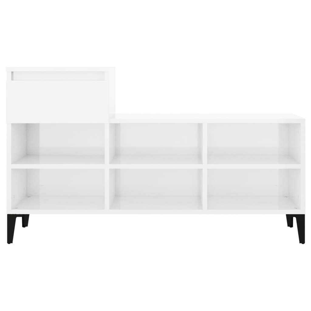 Skoställ Högglans Vit Skoskåp 102x36x60 cm