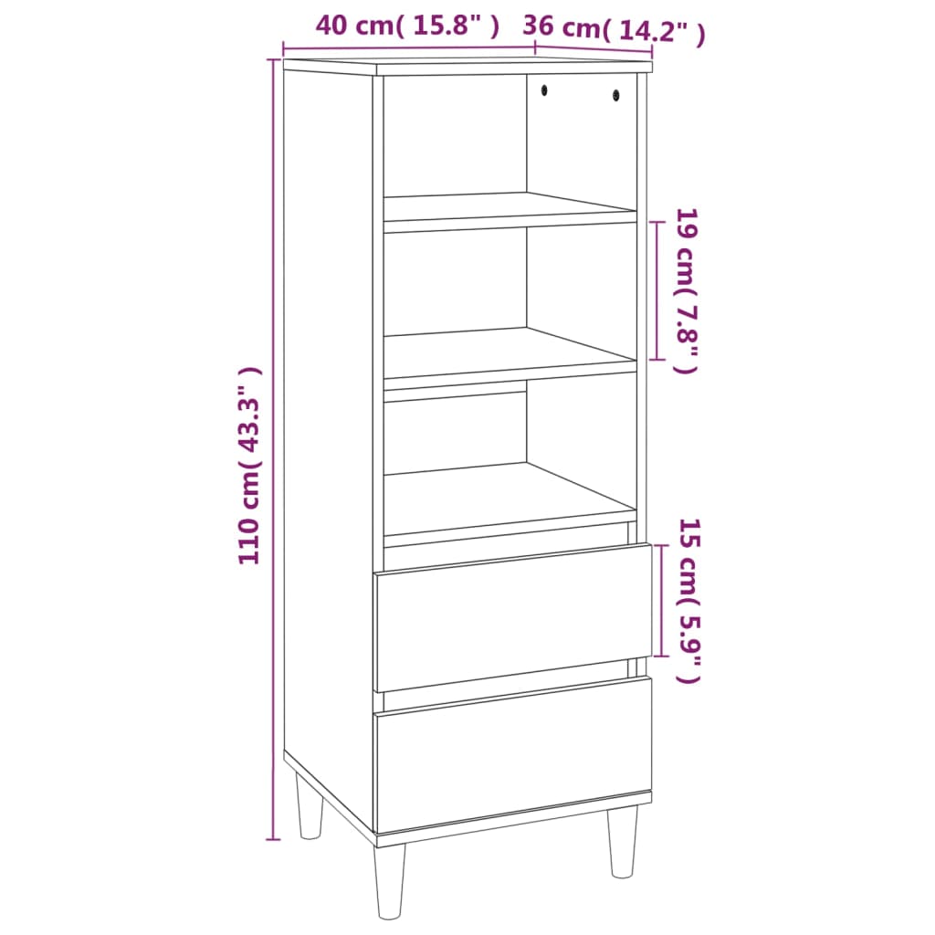Skåp Vit 40x36x110 cm
