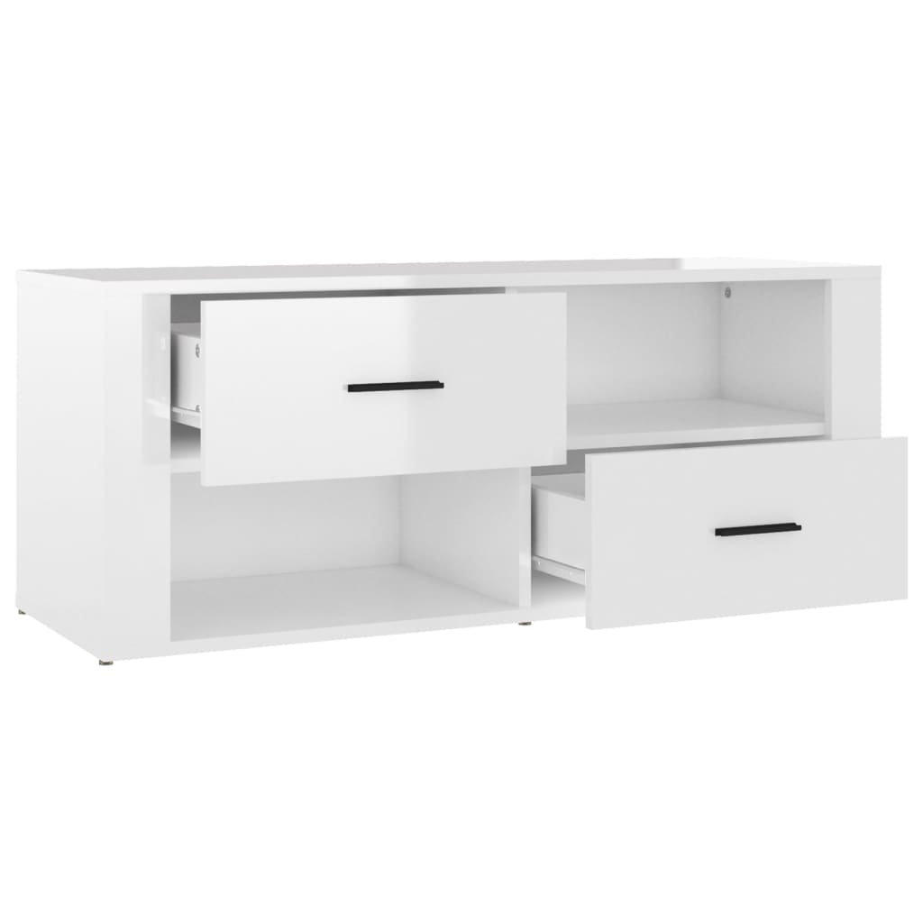 TV-skåp vit högglans 100x35x40 cm konstruerat trä