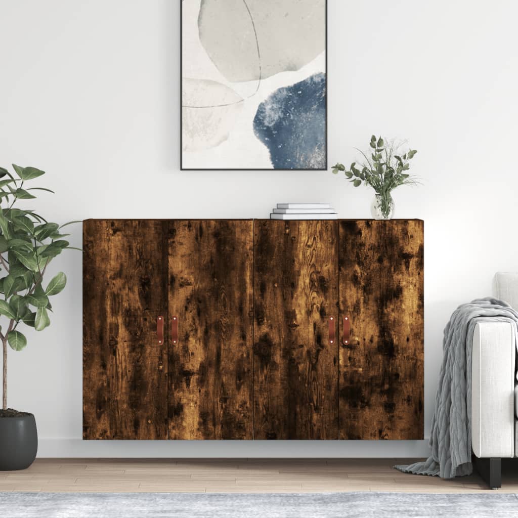 Väggskåp Rökfärgad Ek 2 st 69,5x34x90 cm