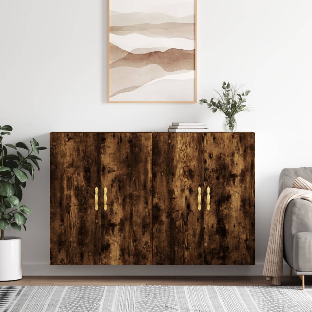 Väggskåp Rökfärgad Ek 2 st 69,5x34x90 cm