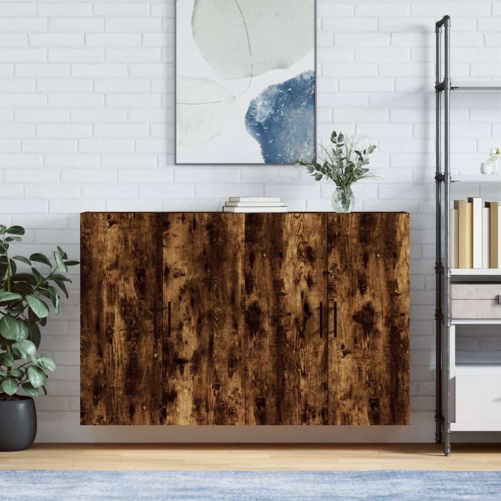 Väggskåp Rökfärgad Ek 2 st 69,5x34x90 cm